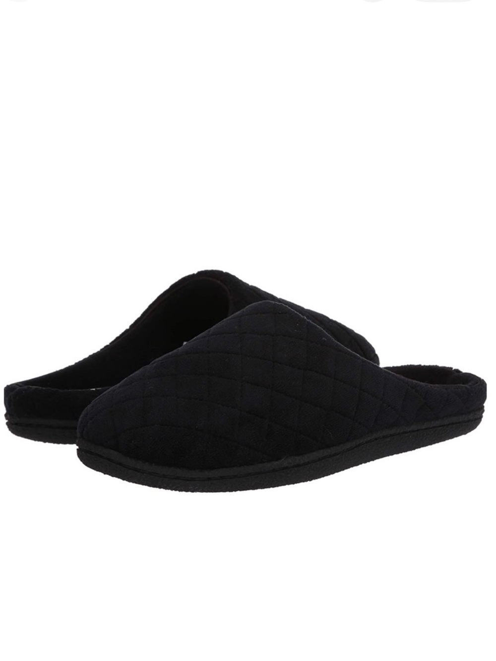 Dearfoams Quilted Slip-On House Slippers in Black